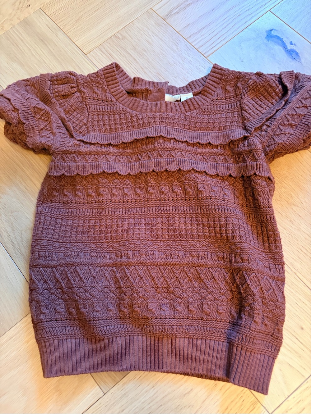 Janie and Jack Textured Knit Top - Chocolate Brown